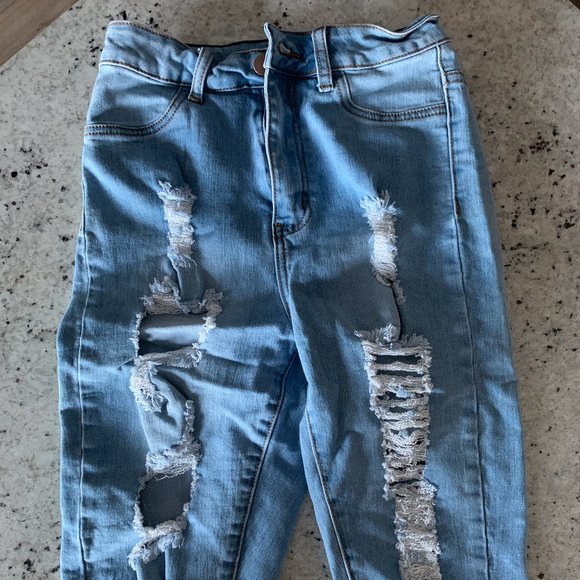 Highwaisted Fashion Nova Sailor Ripped Shorts - Picture 2 of 6